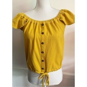 Madewell • Marigold Yellow Off Shoulder Crop Blouse
